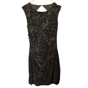 Black Whimsigoth Burnout Velvet‎ Ruched Keyhole Back Sheath Dress Size Medium